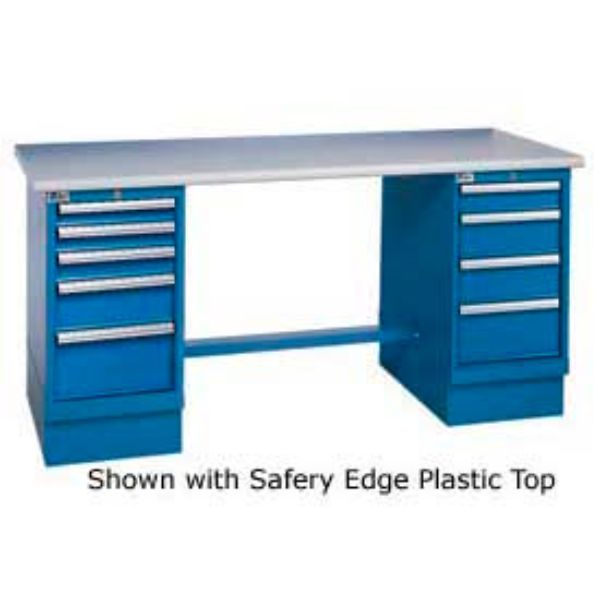 Global Industrial 253877 Safety Maple Pedestal Workbench with 8 Drawers - 72 x 30 in.