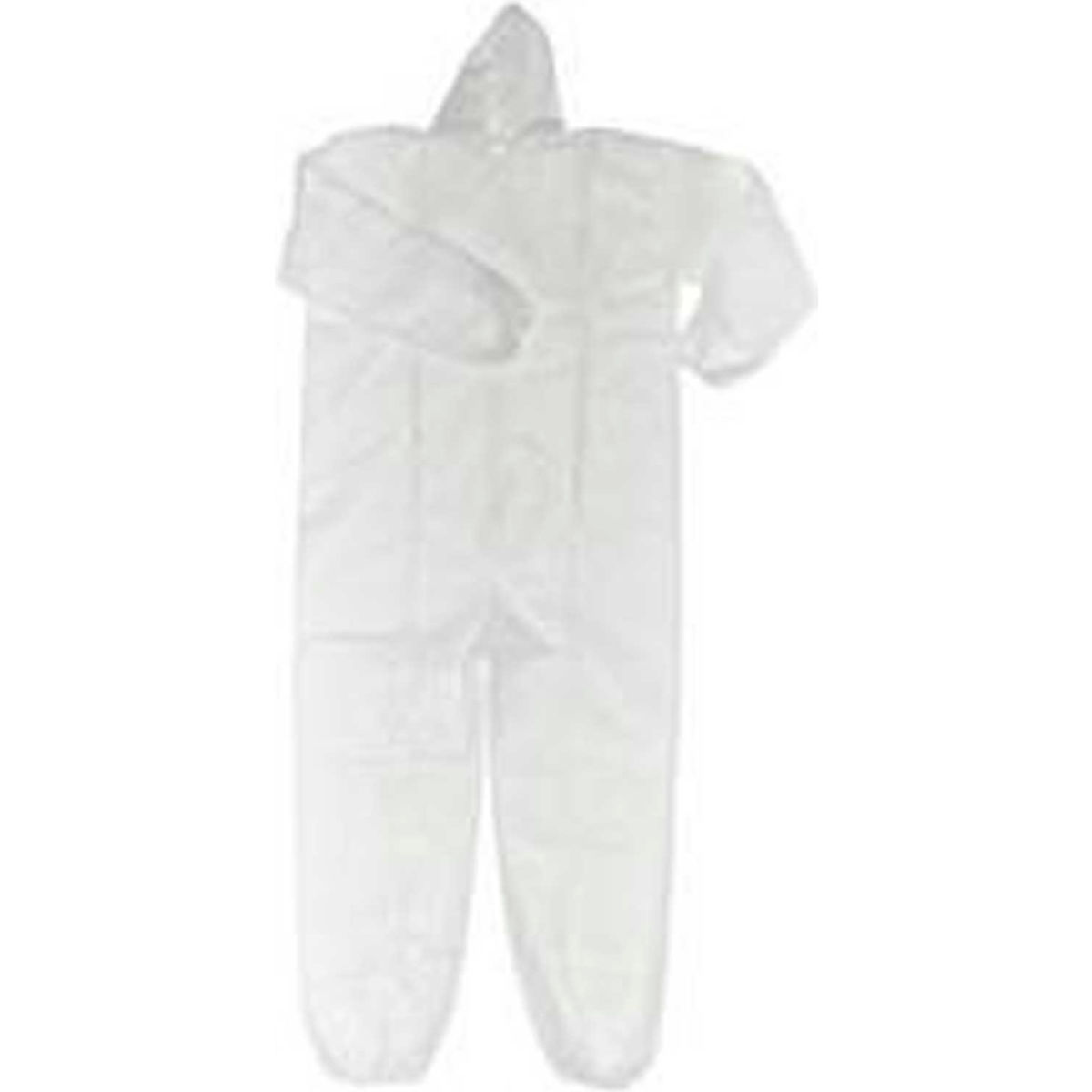 HD Polypropylene Coverall with Elastic Wrists & Ankles, Attached Hood & Zipper Front - White, Large - 25 per Case