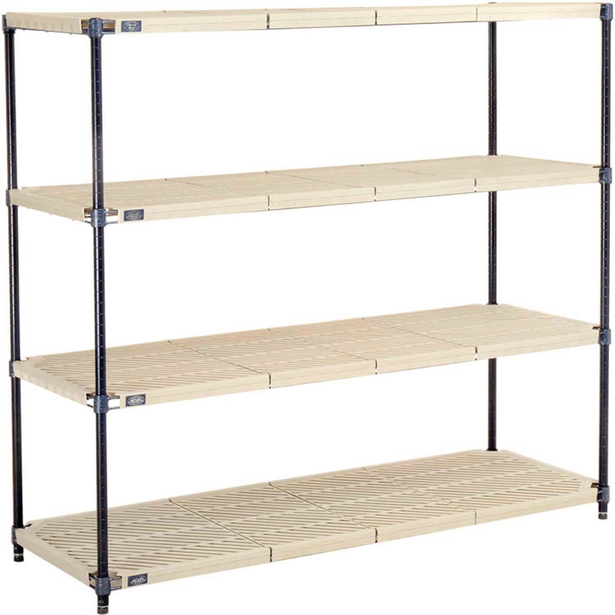 Global Industrial PM18607N5 Beige & Blue Nexelite Vented 5 Tier Nexelon Plastic Shelving - 60 x 18 x 74 in.