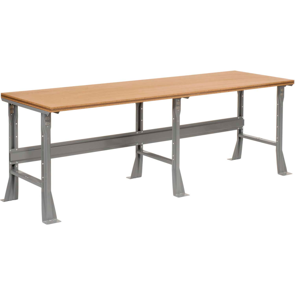 Flared Leg, Shop Top Square Edge Fixed Height Workbench - Gray - 96 x 36 x 34 in.