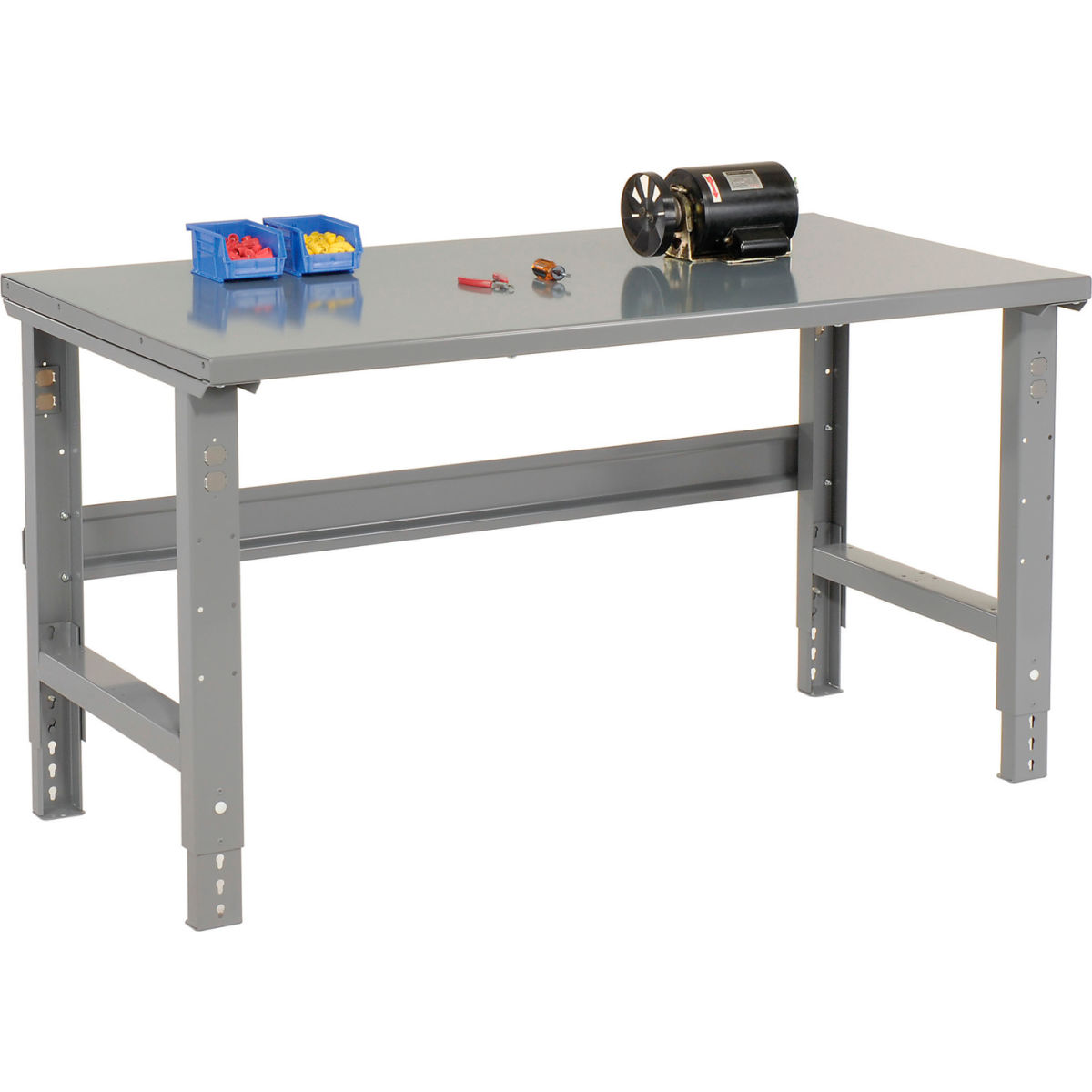 Adjustable Height Workbench with C-Channel Leg, Steel Square Edge - Gray - 48 x 36 in.