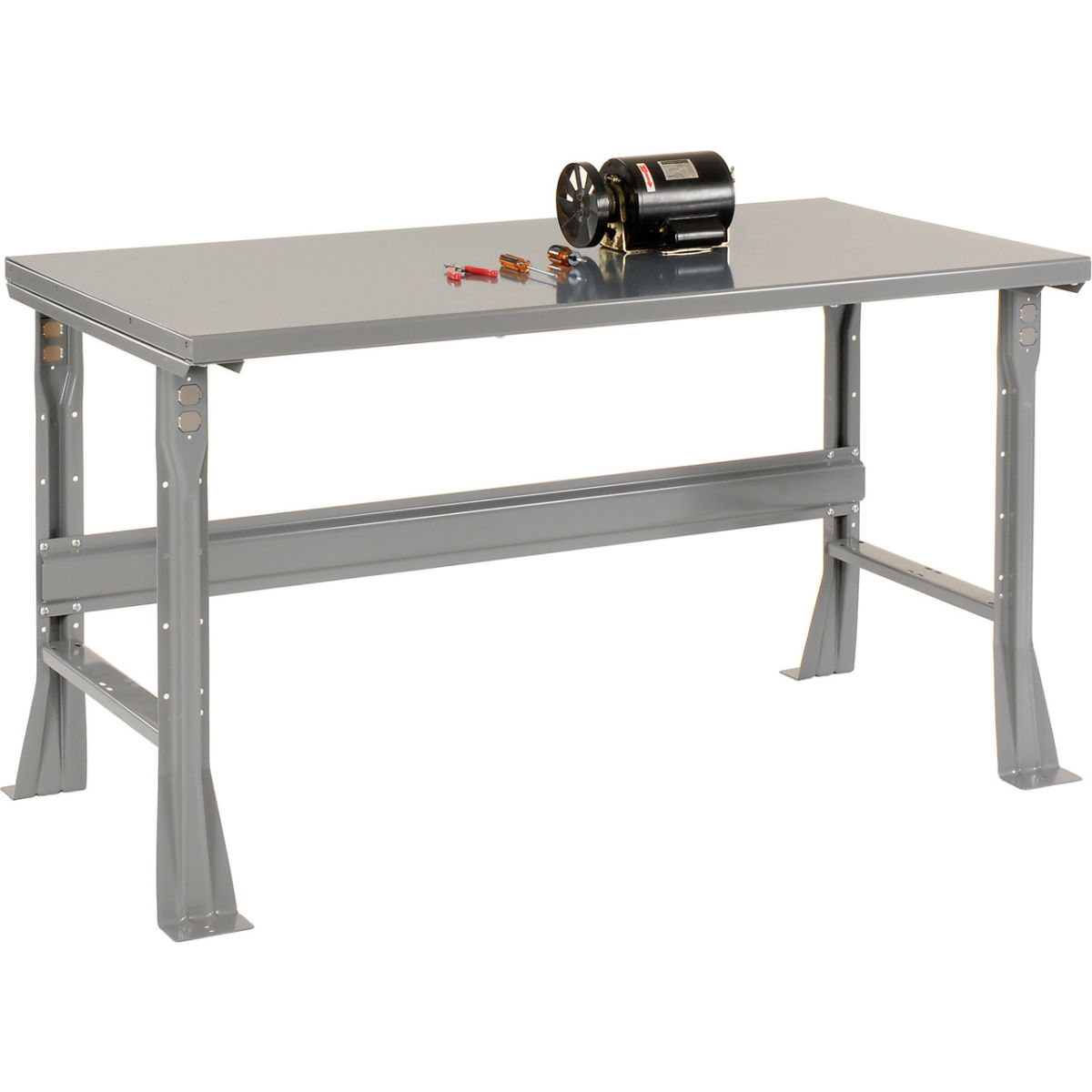 Global Industrial ST4836F Fixed Height Workbench with Flared Leg & Steel Square Edge - Gray - 48 x 36 x 34 in.