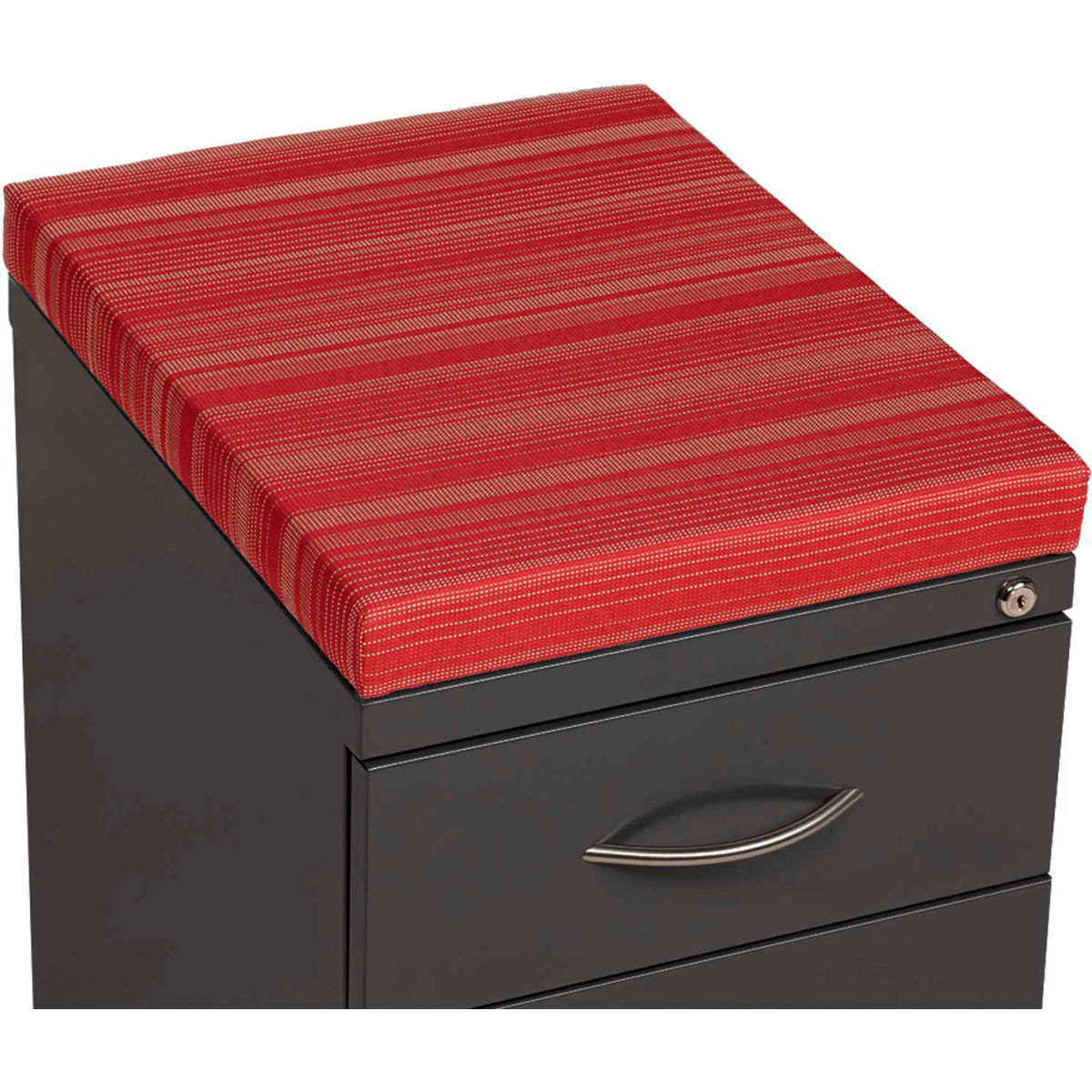 Interion 2 Drawer Box & File Pedestal - Charcoal with Red Cushion Top