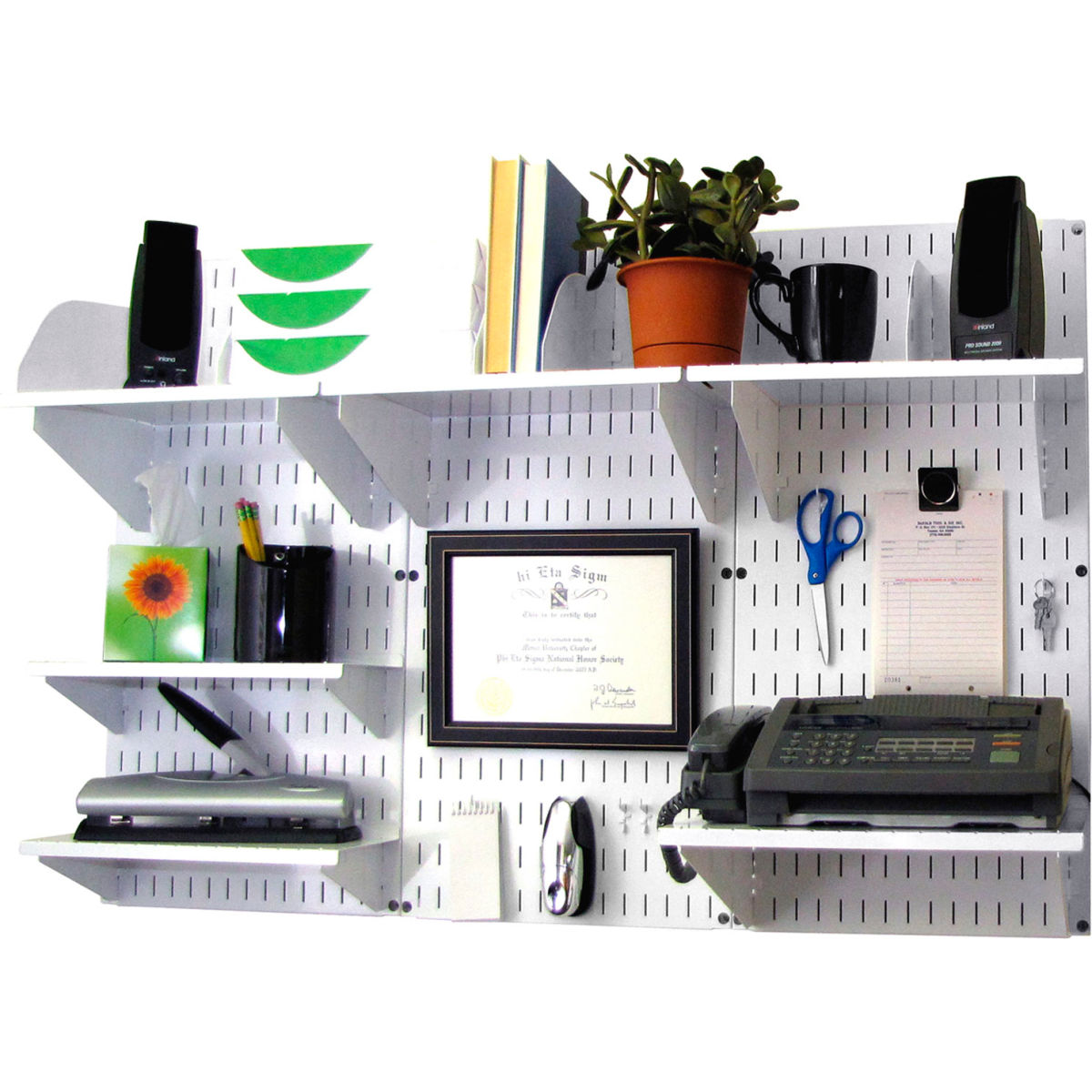 Office Wall Mount Desk Storage & Organization Kit, White - 48 x 32 x 12 in.