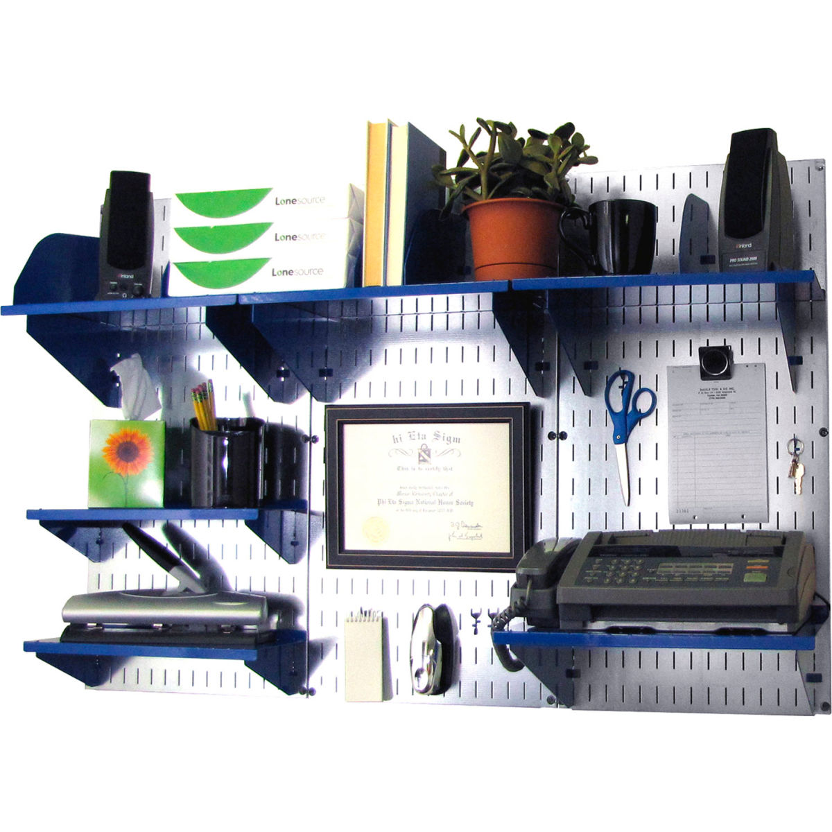 B1296670 Office Wall Mount Desk Storage & Organization Kit, Galvanized Blue - 48 x 32 x 12 in.