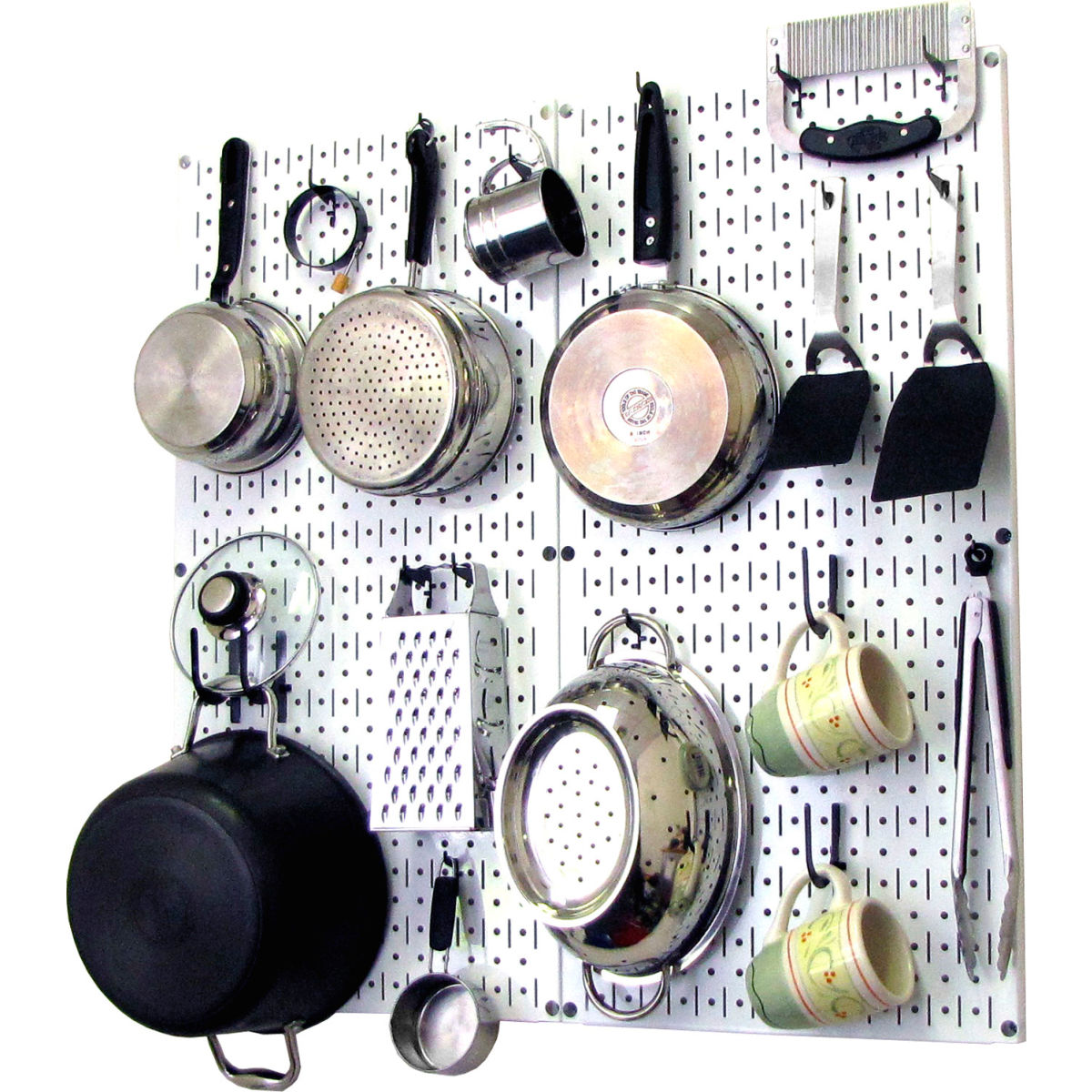 Kitchen Pegboard Pack Storage & Organization Kit, White & Black - 32 x 32 x 6 in.