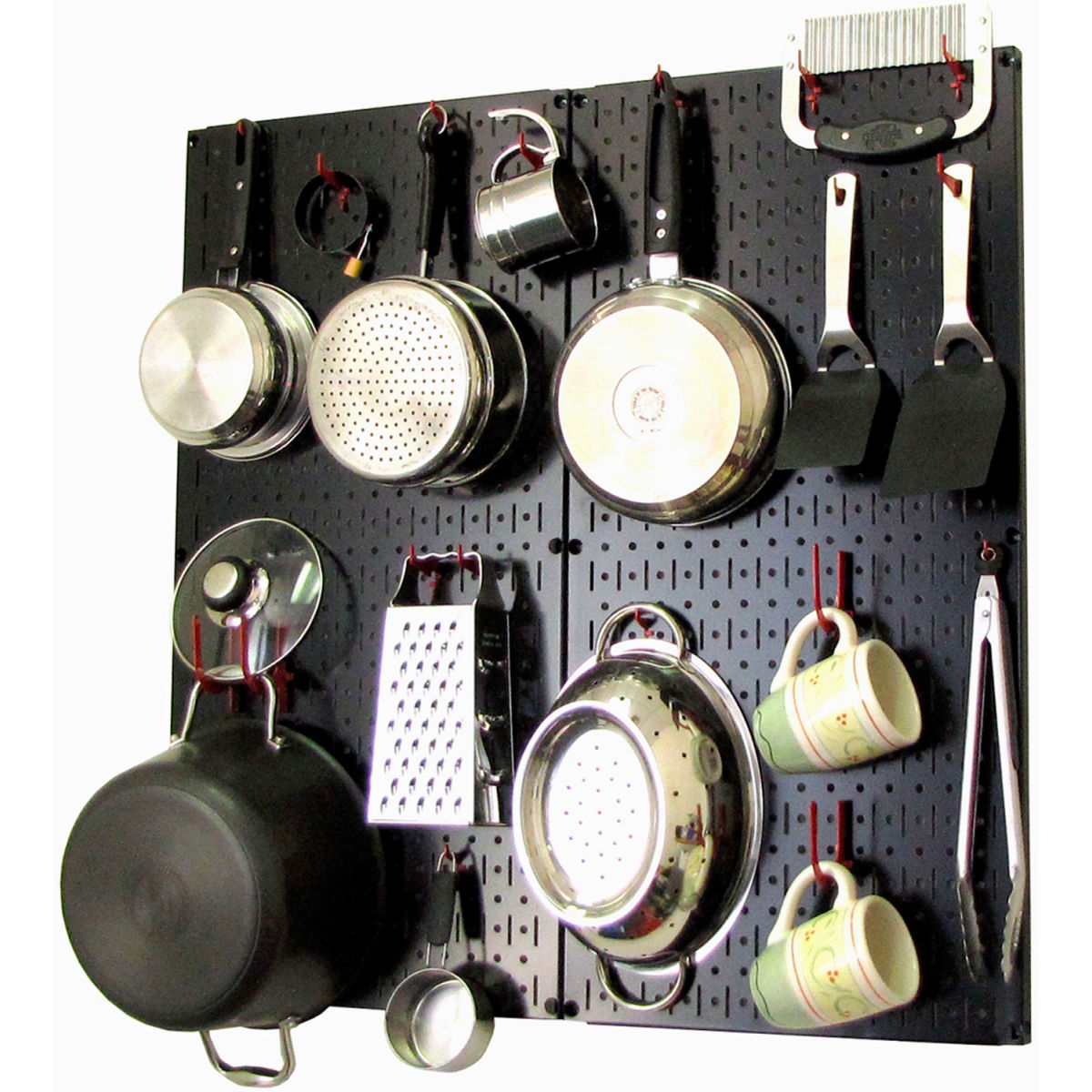 Kitchen Pegboard Pack Storage & Organization Kit, Black & Red - 32 x 32 x 6 in.