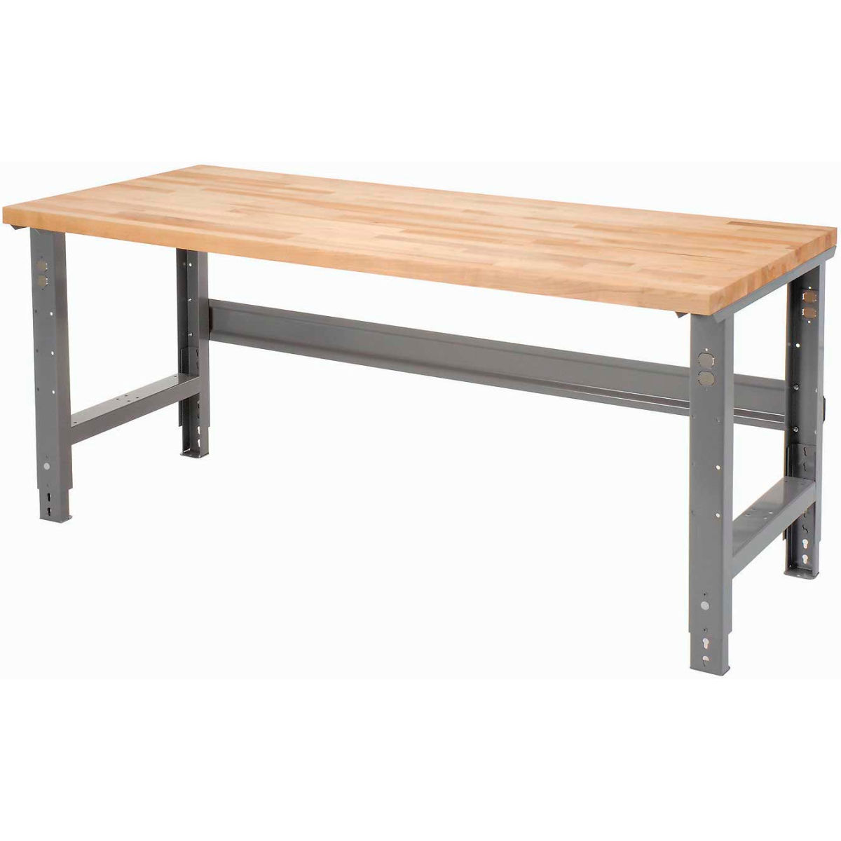 Global Industrial BB6036QA Adjustable Height Workbench with C-Channel Leg, Maple Square Edge - Gray - 60 x 36 in.