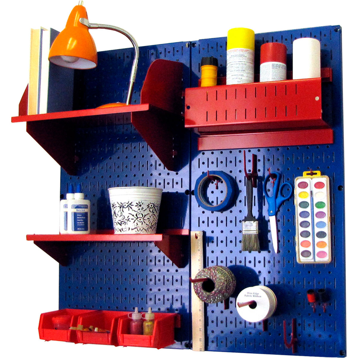 B1296594 Pegboard Hobby Craft Organizer Storage Kit, Blue & Red - 32 x 32 x 9 in -  Wall Control, 30-CC-200 BUR