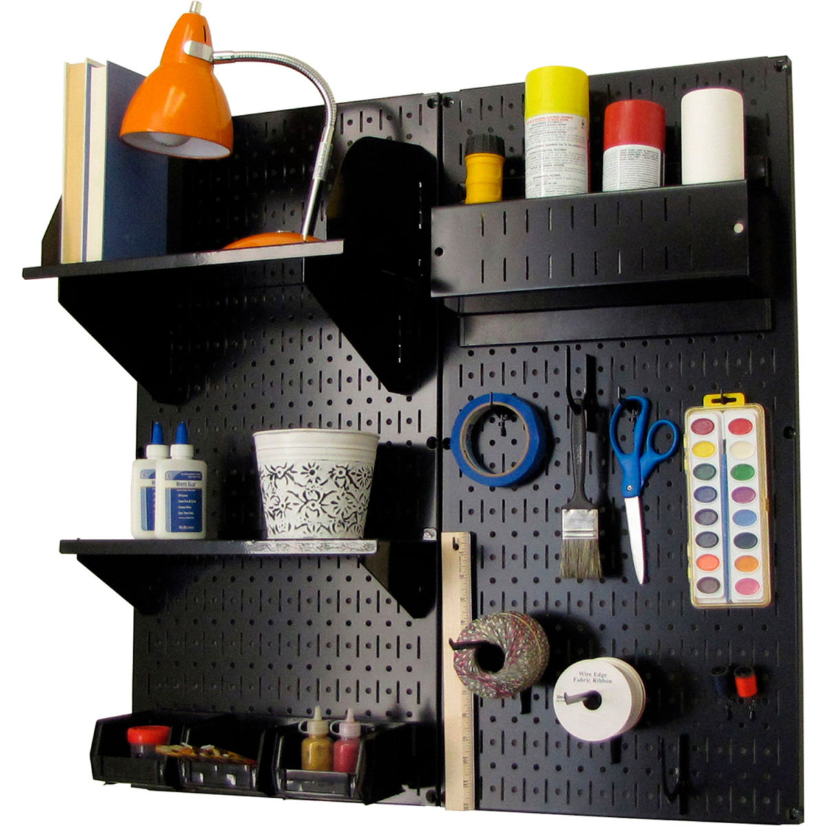 Pegboard Hobby Craft Organizer Storage Kit, Black - 32 x 32 x 9 in.