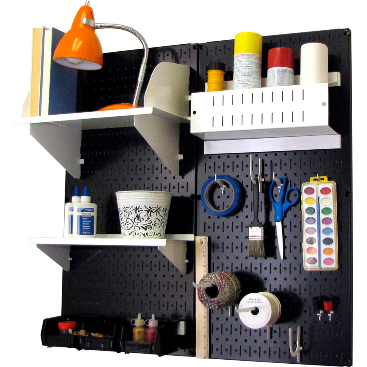 Pegboard Hobby Craft Organizer Storage Kit, Black & White - 32 x 32 x 9 in.