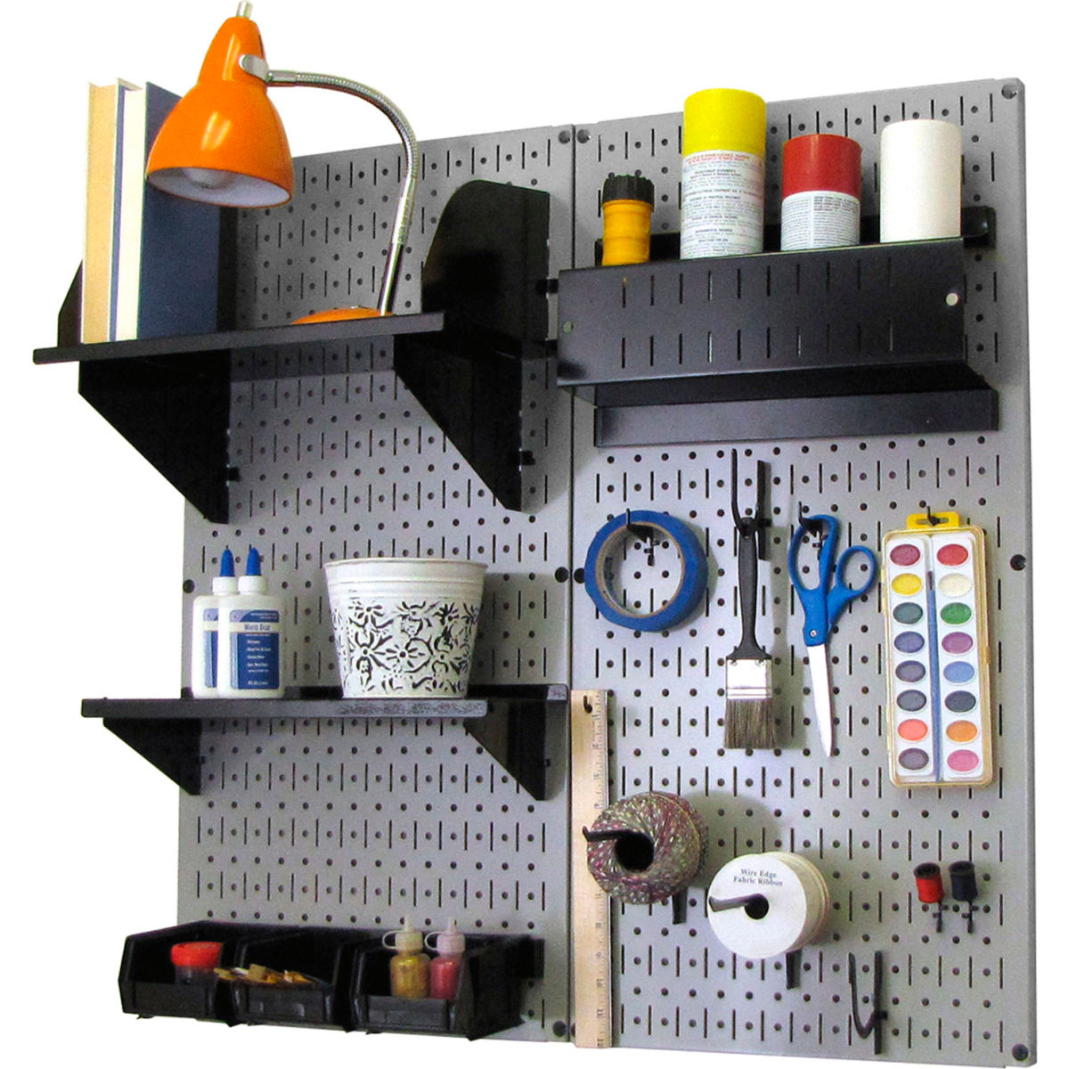 B1296599 Pegboard Hobby Craft Organizer Storage Kit, Gray & Black - 32 x 32 x 9 in -  Wall Control