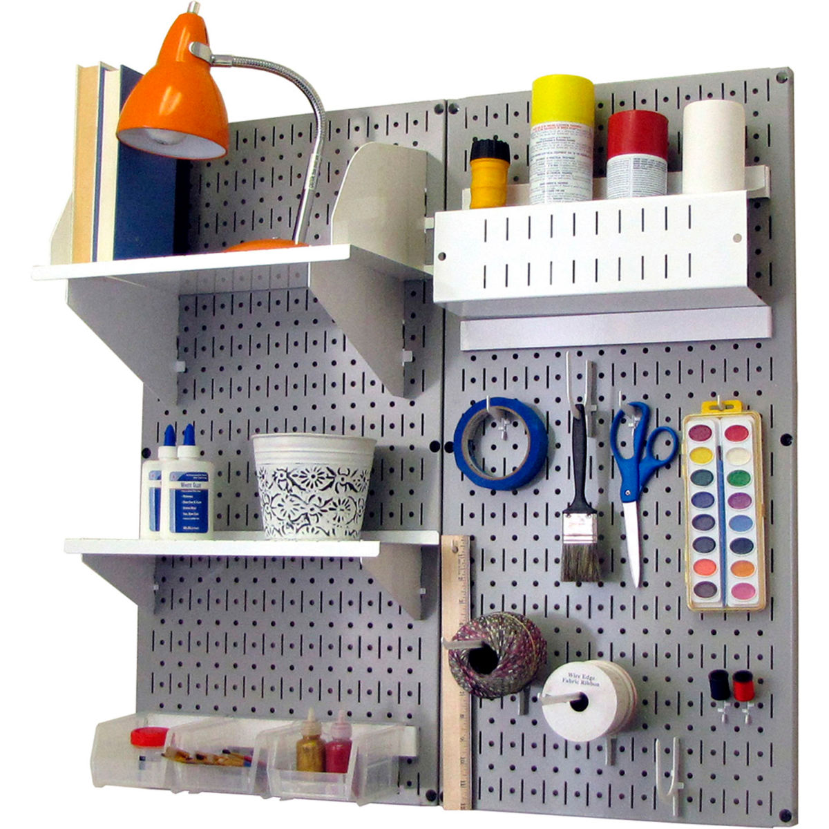 B1296600 Pegboard Hobby Craft Organizer Storage Kit, Gray & White - 32 x 32 x 9 in -  Wall Control