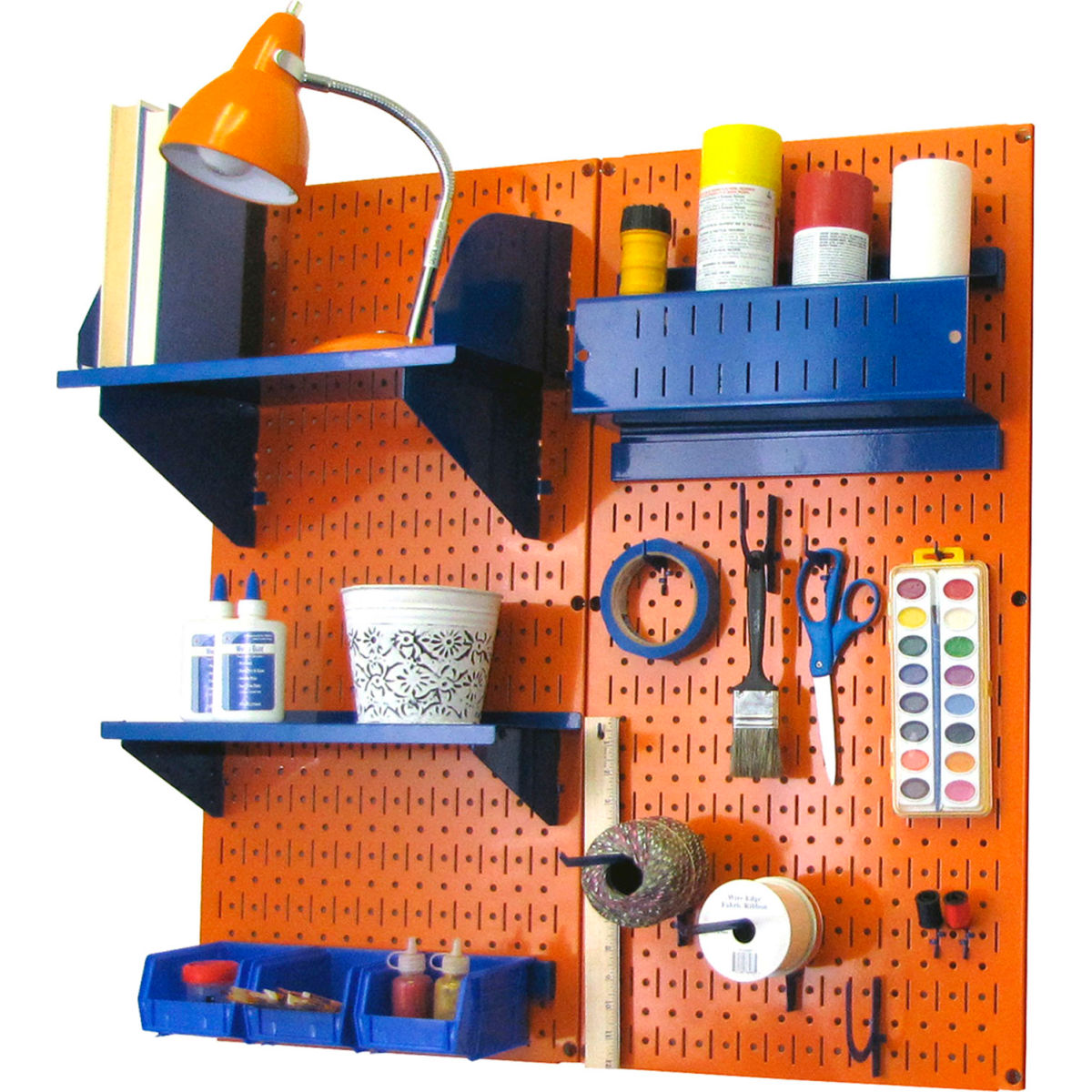 B1296610 Pegboard Hobby Craft Organizer Storage Kit, Orange & Blue - 32 x 32 x 9 in -  Wall Control