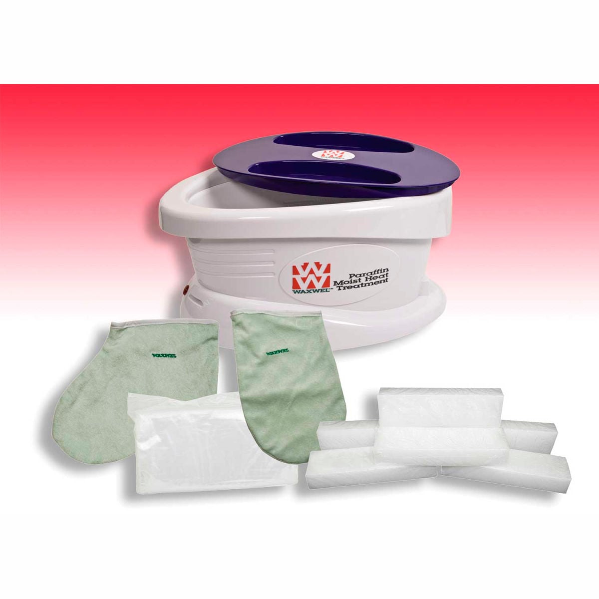 WaxWel Paraffin Bath with 6 lbs Rose Paraffin & 100 Liners, 1 Mitt & 1 Bootie