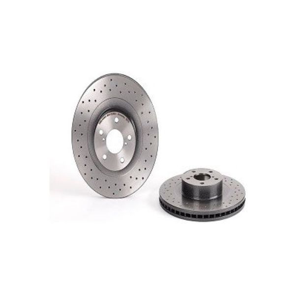 Premium UV Coated Front Xtra Cross Drilled Brake Rotor - Silver - Front - Includes Fixing Kit