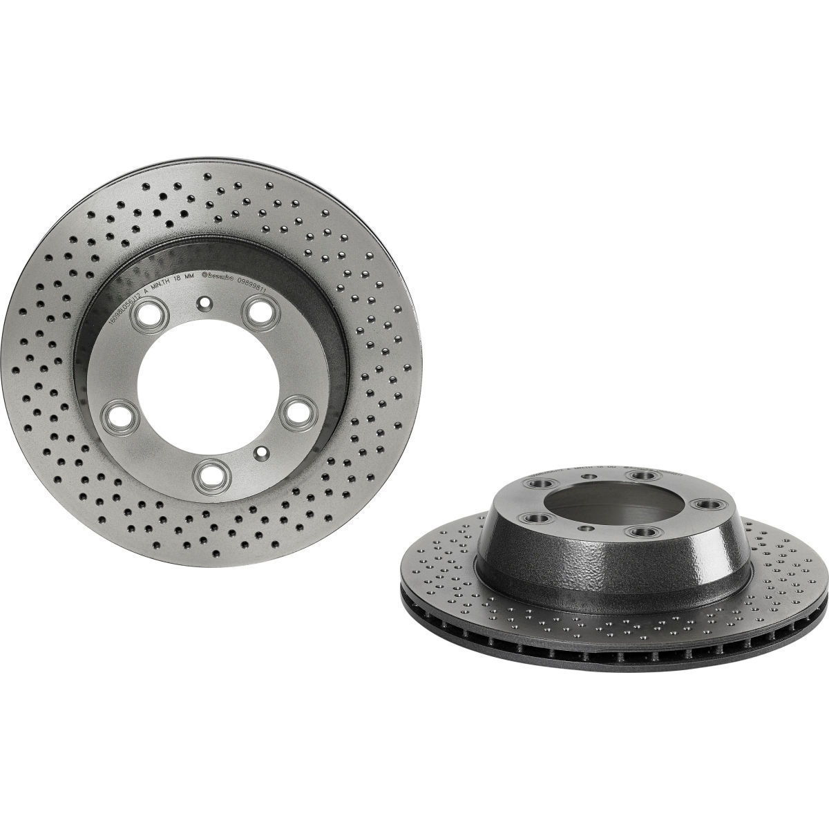 B2693257 09.8998.11 Premium UV Coated Rear Brake Rotor for 2017-2018 Porsche 718 Boxster