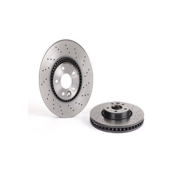 Premium UV Coated Front Xtra Cross Drilled Brake Rotor - Silver - Front - Includes Fixing Kit