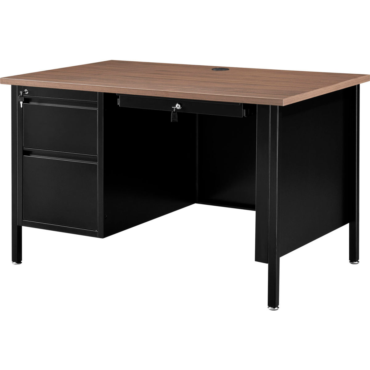 Interion Steel Teachers Desk with Walnut Top & Black Frame - 48 x 30 in.