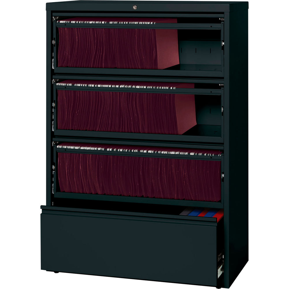 B691043 36 in. Receding Drawer Front Lateral File 4-Drawer File Cabinet - Black