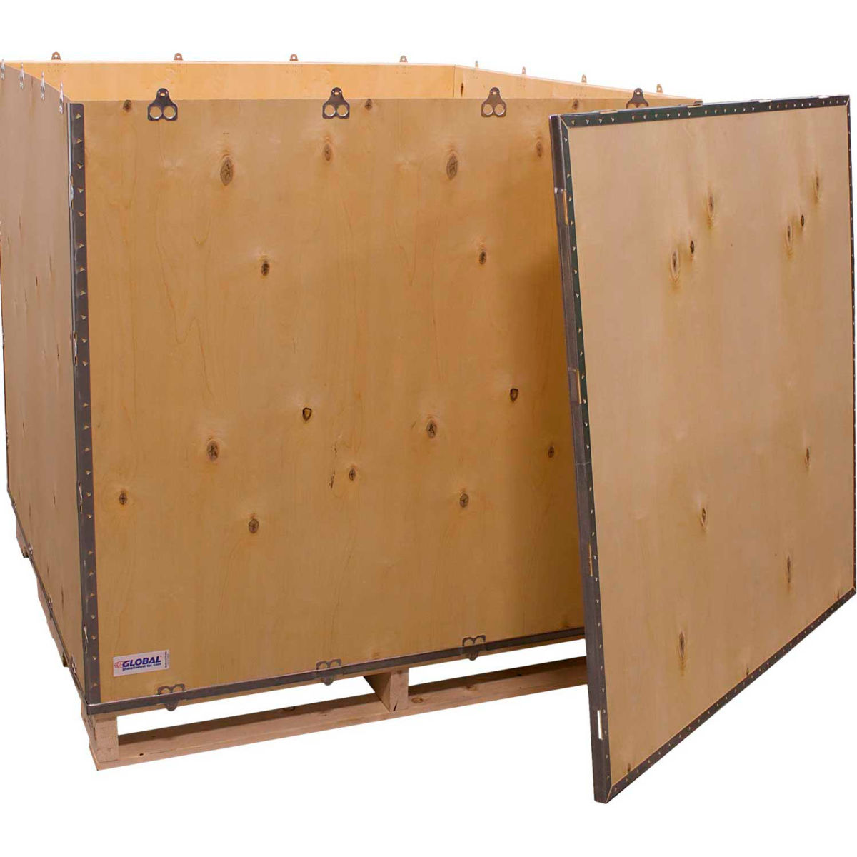 Global Industrial 6-Panel Shipping Crate with Lid & Pallet - 48 x 48 x 48 in.