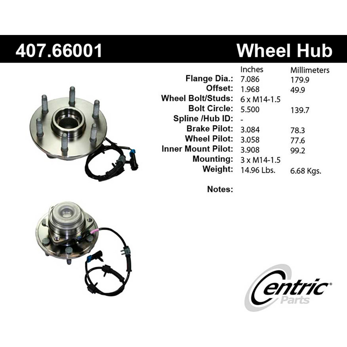 Centric B2677873 407.66001E C-Tek Standard Hub & Bearing Assembly with Integral ABS for 2003-2005 Chevrolet Astro -  World Centric