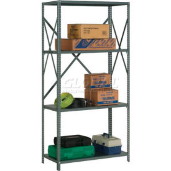 Global Industrial SO3612420 73 x 36 x 12 in. Open Clip Style 4 Shelf 20 Gauge Steel Shelving