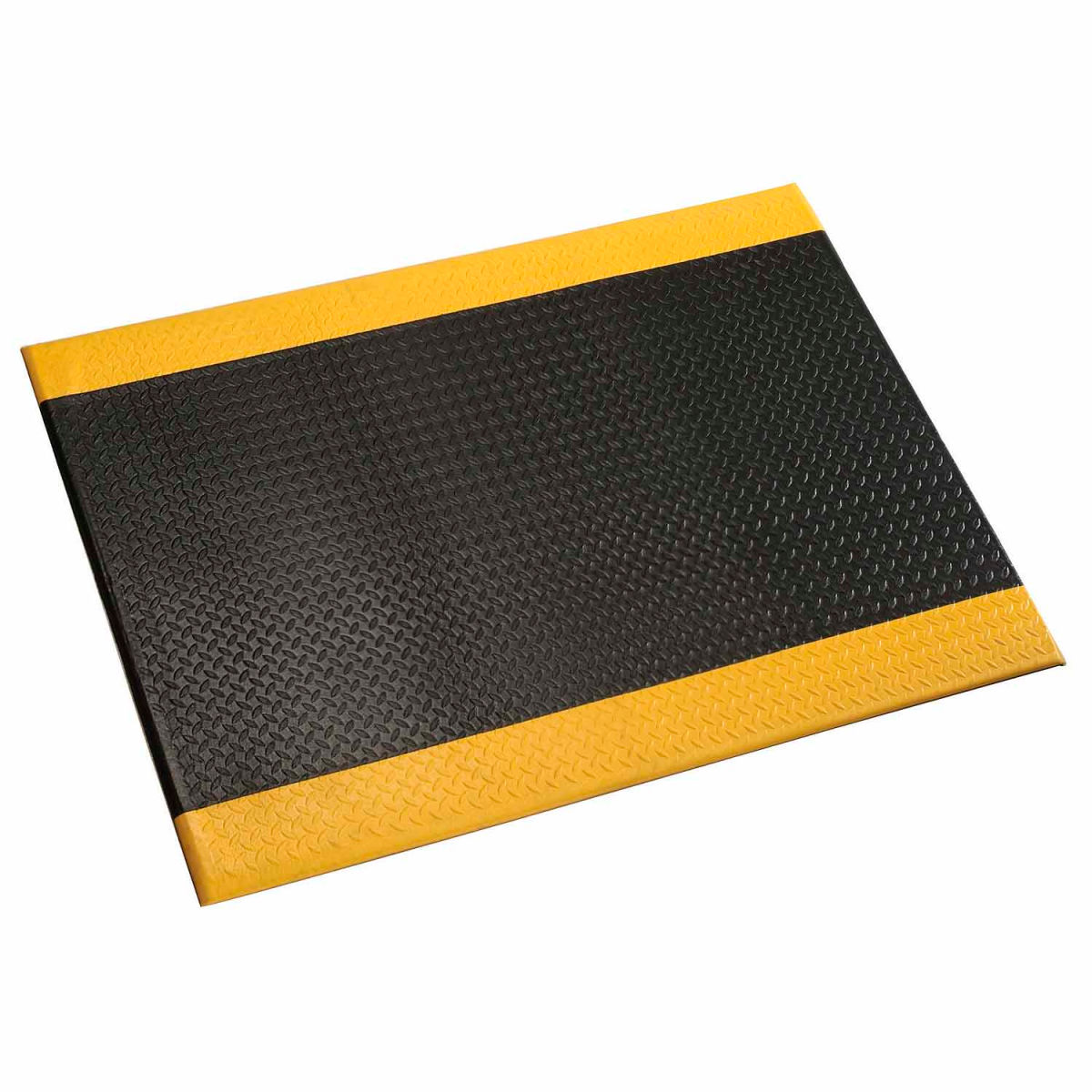 0.5 in. & 2 x 60 ft. Diamond Deluxe Soft Foot Mat - Black & Yellow Border
