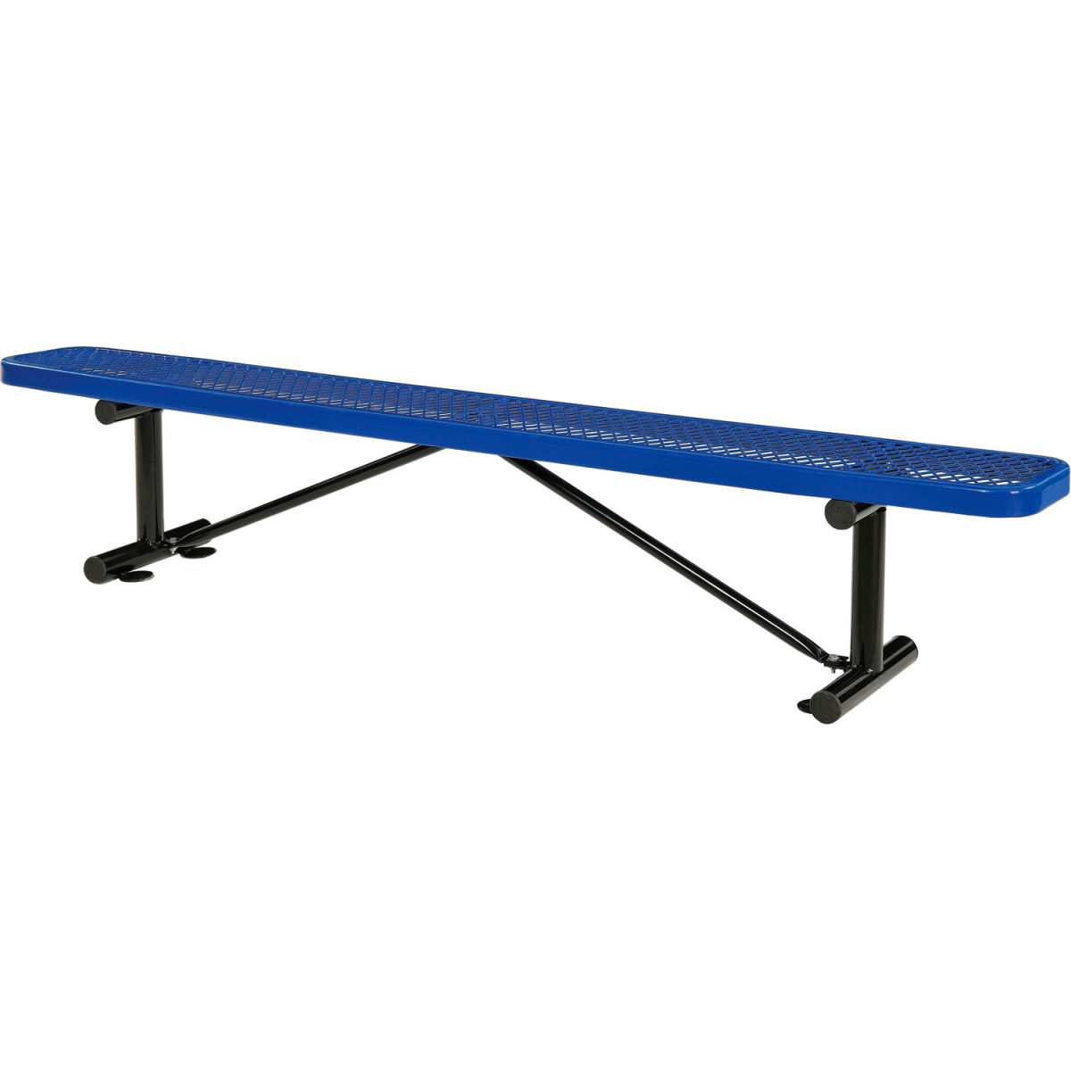 Picture of Global Industrial 3321518 8 ft. Outdoor Steel Flat Bench with Expanded Metal - Blue