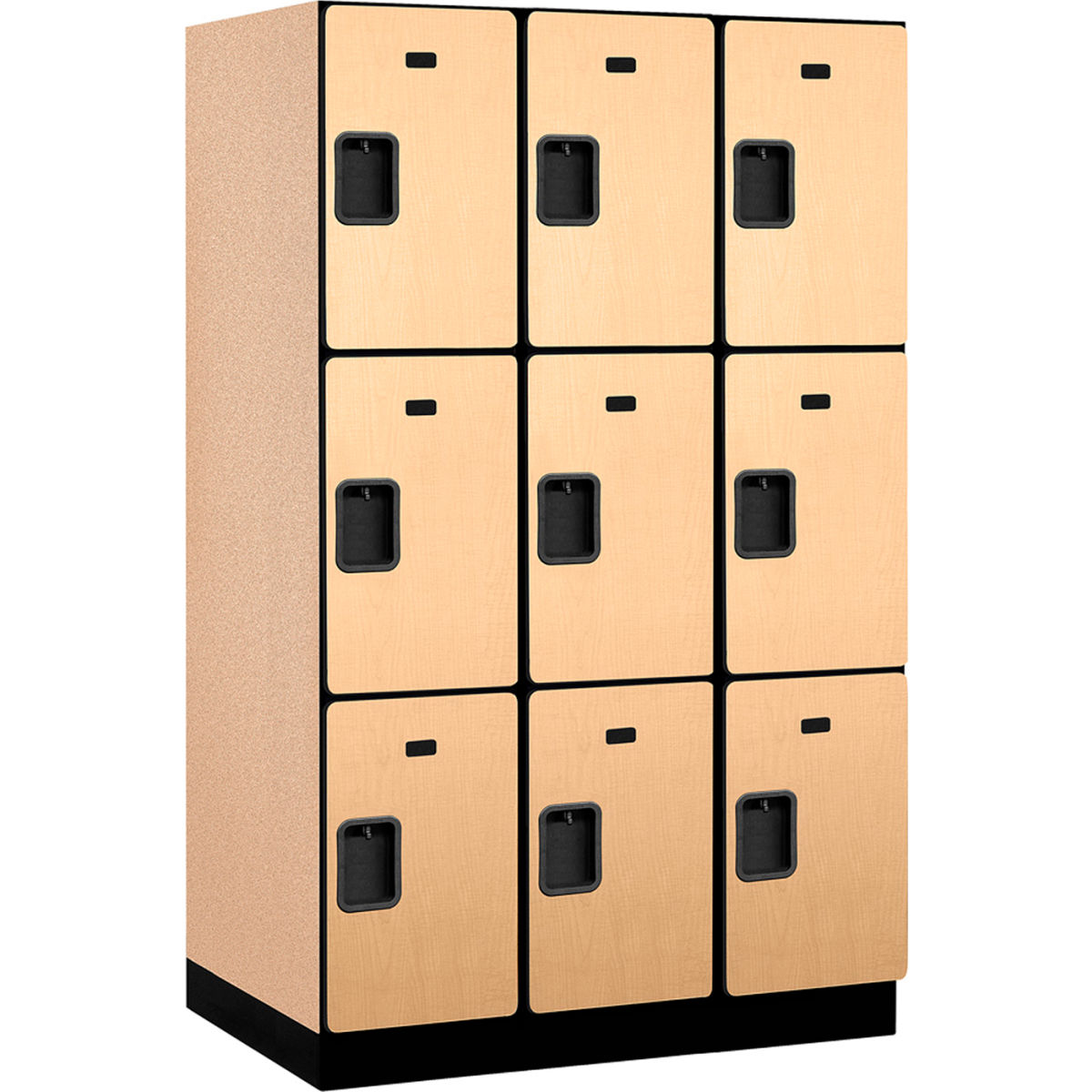 B2177559 Assembled Triple Tier 9 Door Extra Wide Wood Locker, Maple - 15 x 24 x 24 in.