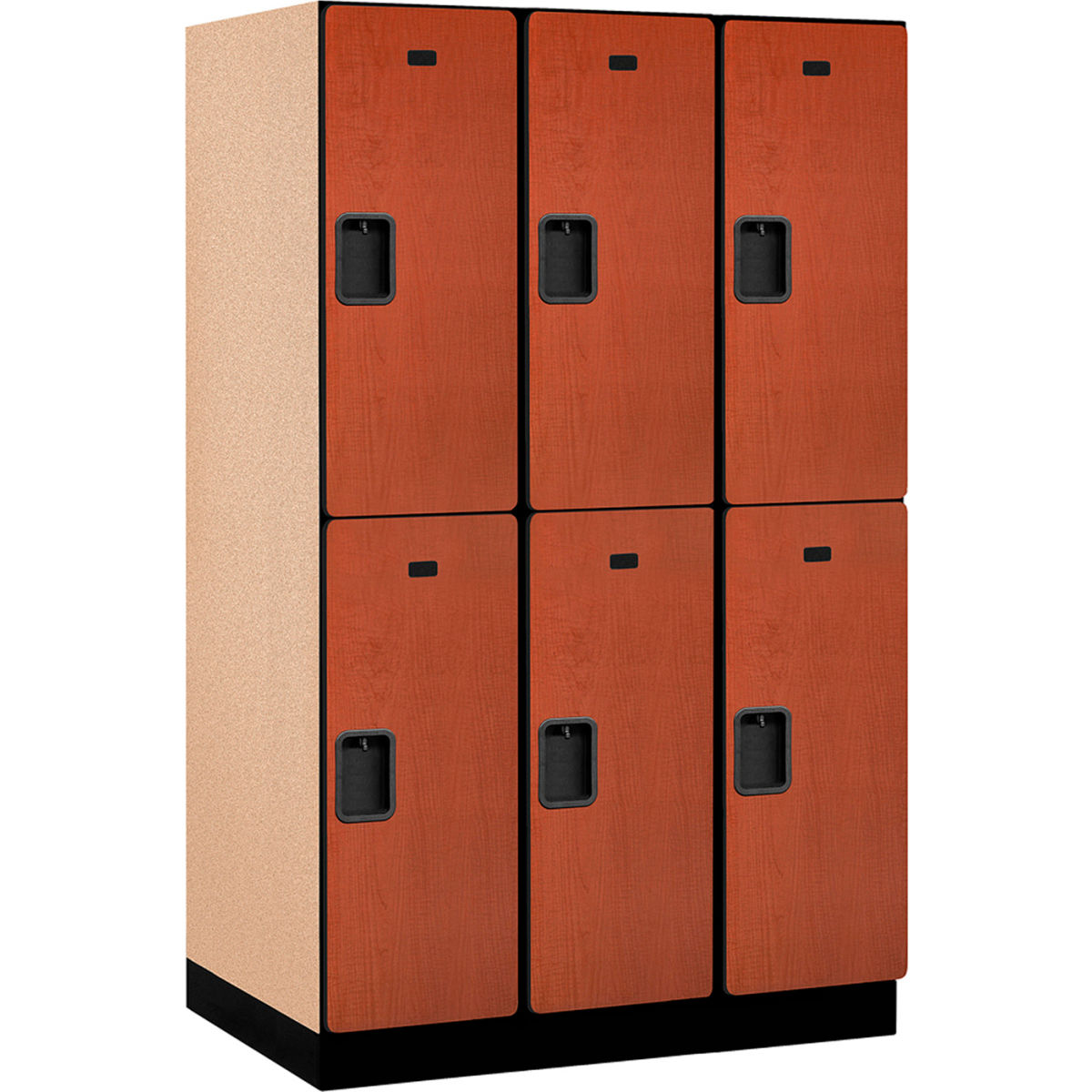 B2177520 Assembled Double Tier 6 Door Extra Wide Wood Locker, Cherry - 15 x 24 x 36 in.