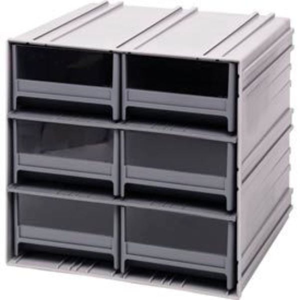 B382232 QIC-64 Interlocking Storage Cabinet with 6 Gray Drawers - 11.75 x 11.37 x 11 in.