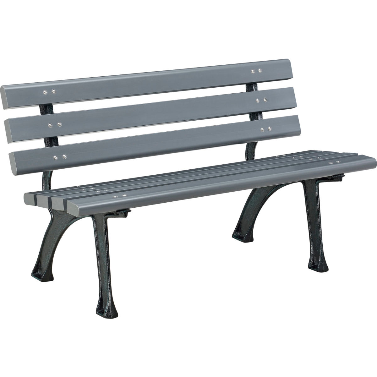 Global Industrial 240125GY 4 ft. Plastic Park Bench with Backrest & Gray