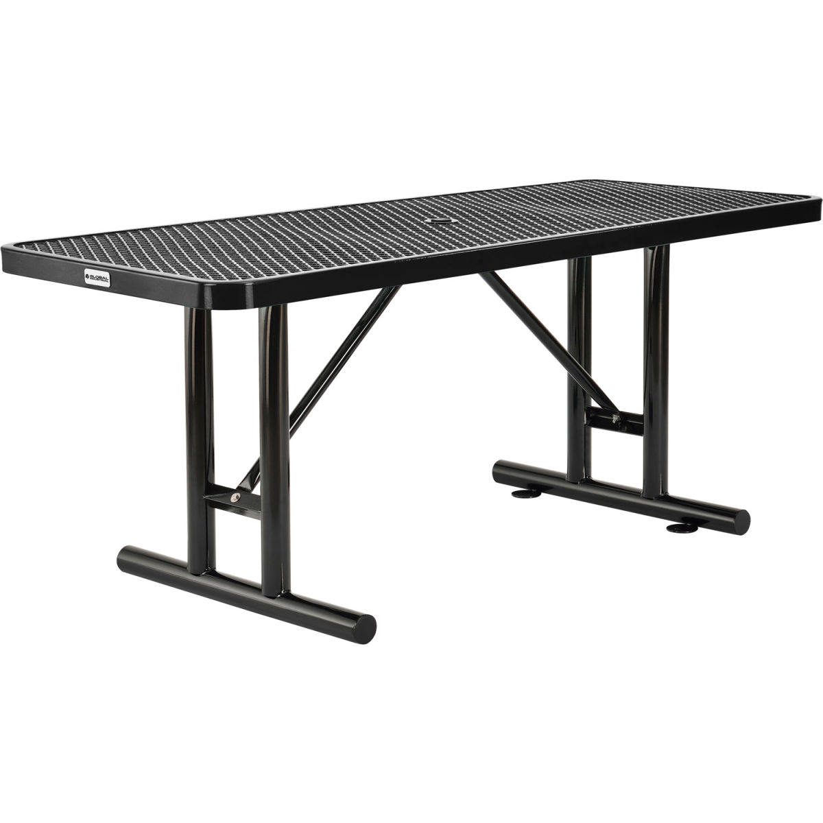 Global Industrial 277560BK 6 ft. Rectangular Steel Outdoor Table with Expanded Metal, Black