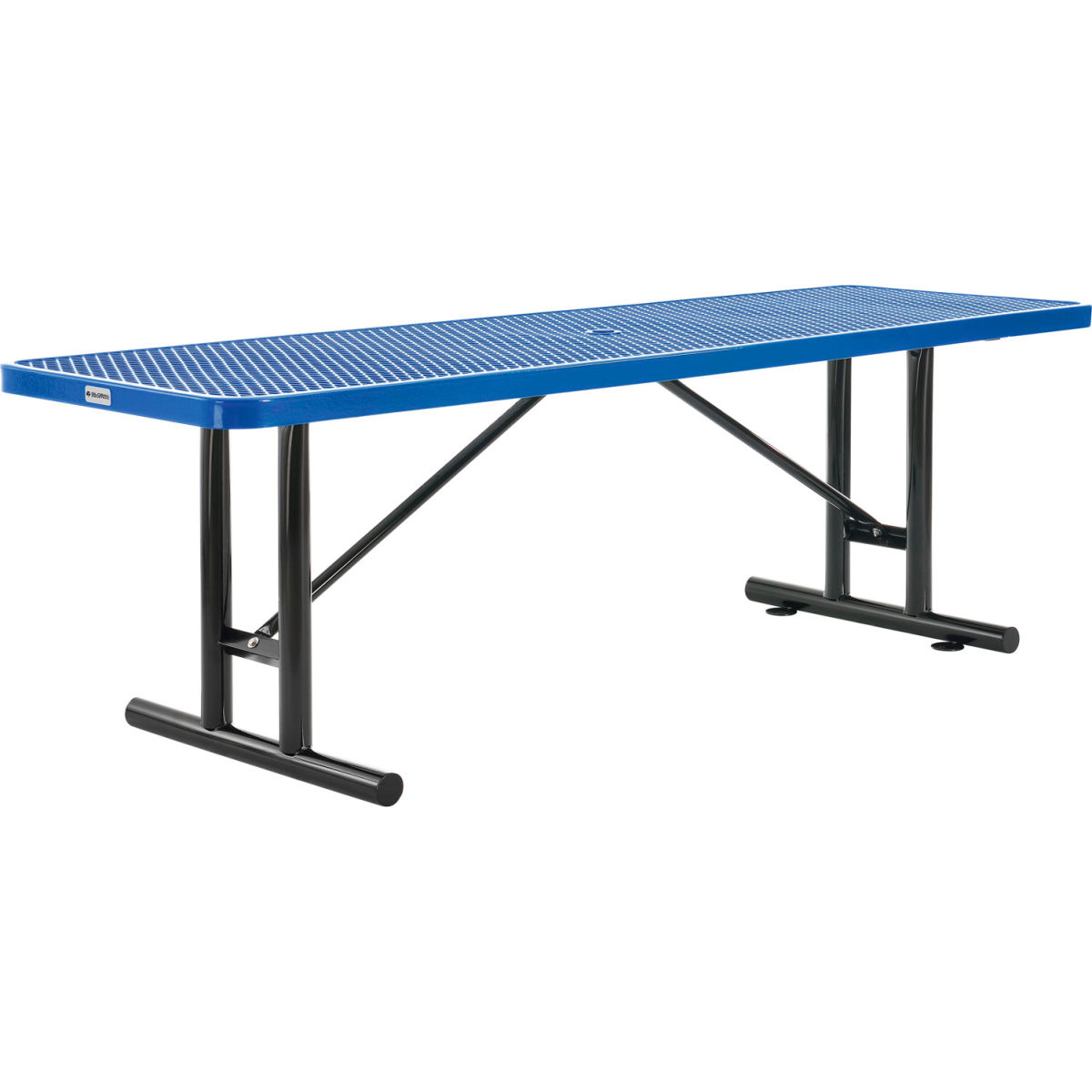 8 ft. Rectangular Steel Outdoor Table with Expanded Metal, Blue