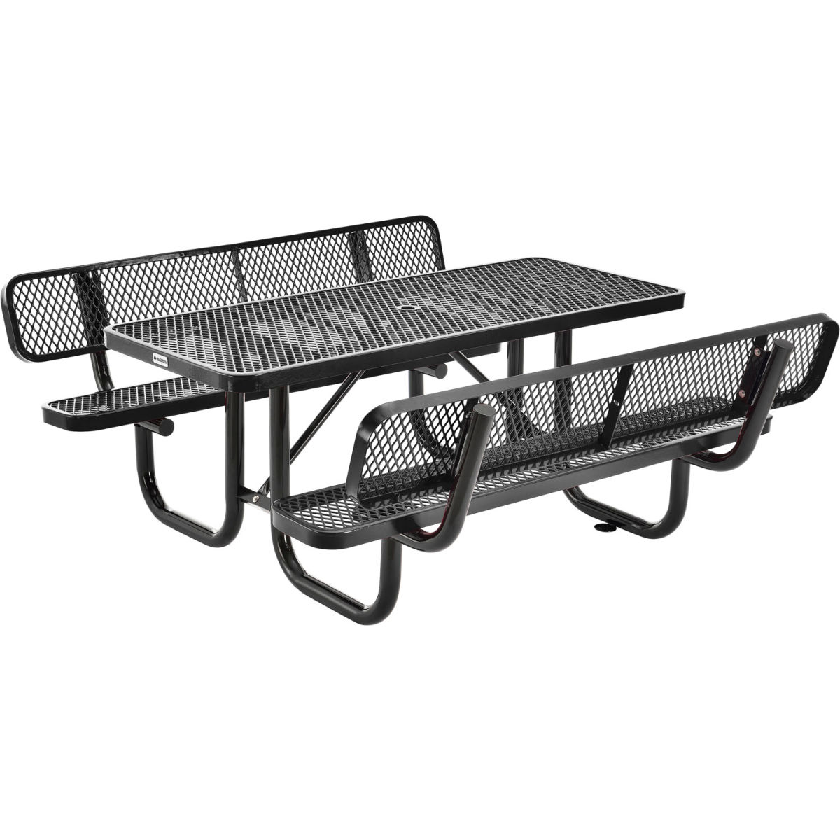 6 ft. Rectangular Outdoor Expanded Metal Picnic Table with Backrests, Black