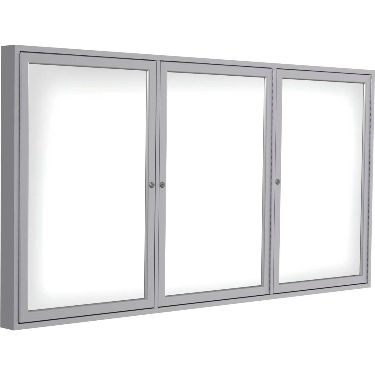 36 x 72 in. 3 Door White Porcelain Enclosed Whiteboard with Silver Frame