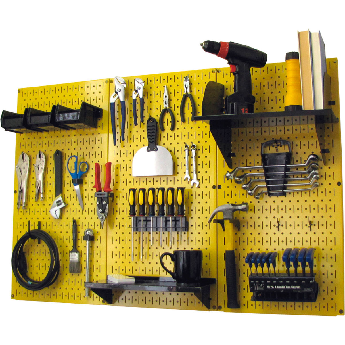 Pegboard Standard Tool Storage Kit, Yellow & Black - 48 x 32 x 9 in.