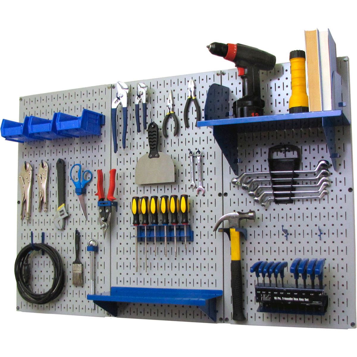Pegboard Standard Tool Storage Kit, Gray & Blue - 48 x 32 x 9 in.