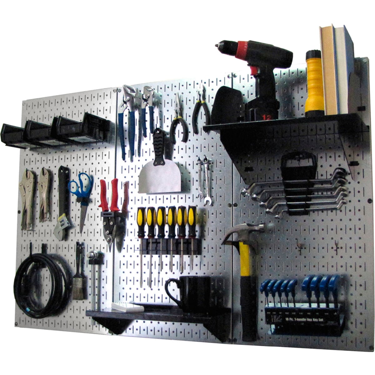 Pegboard Standard Tool Storage Kit, Galvanized Black - 48 x 32 x 9 in.