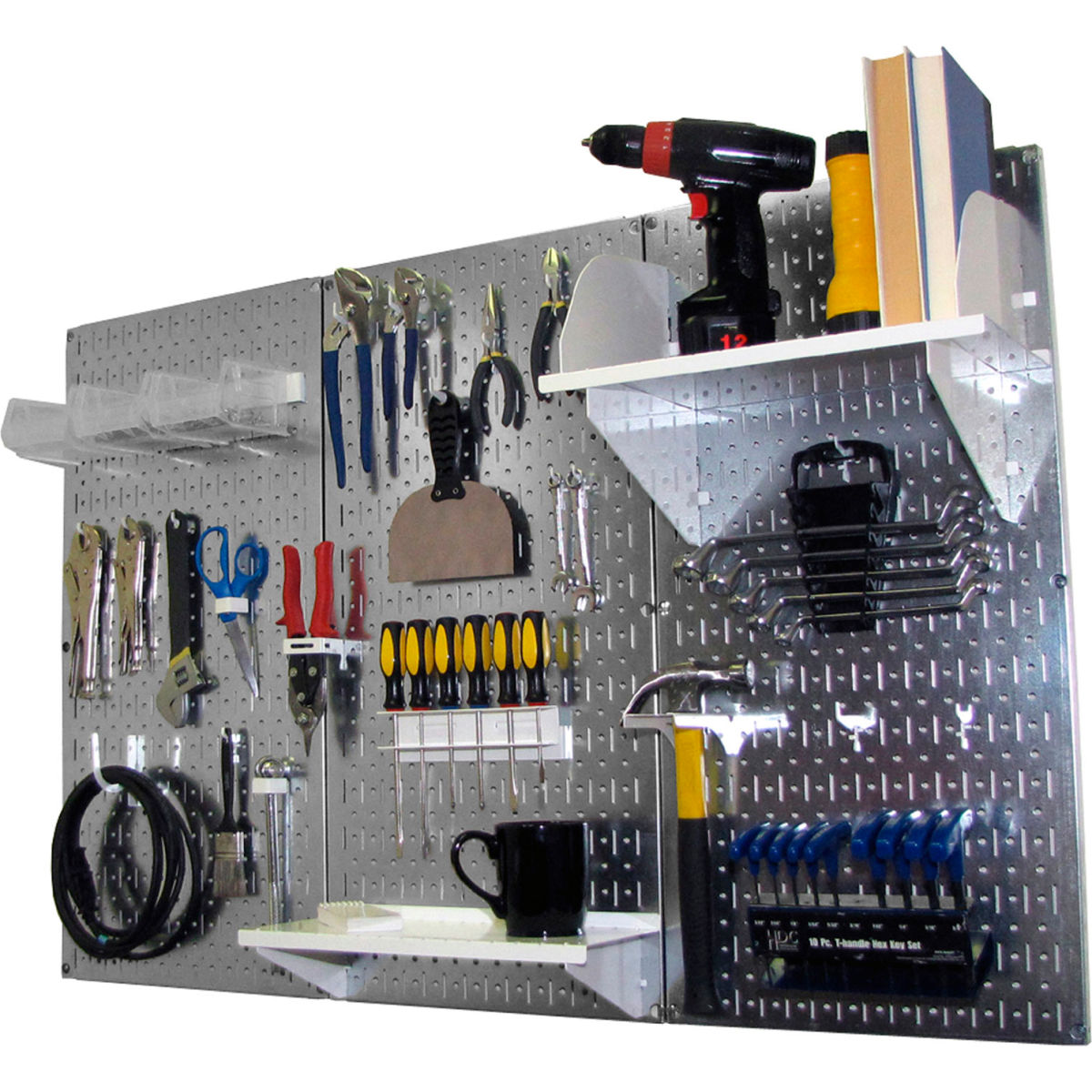 Pegboard Standard Tool Storage Kit, Galvanized White - 48 x 32 x 9 in.