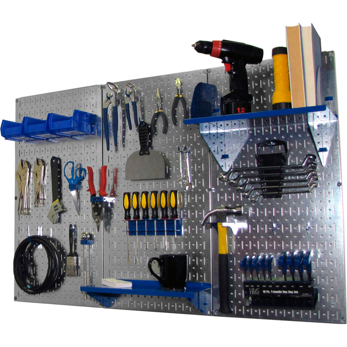 Pegboard Standard Tool Storage Kit, Galvanized Blue - 48 x 32 x 9 in.