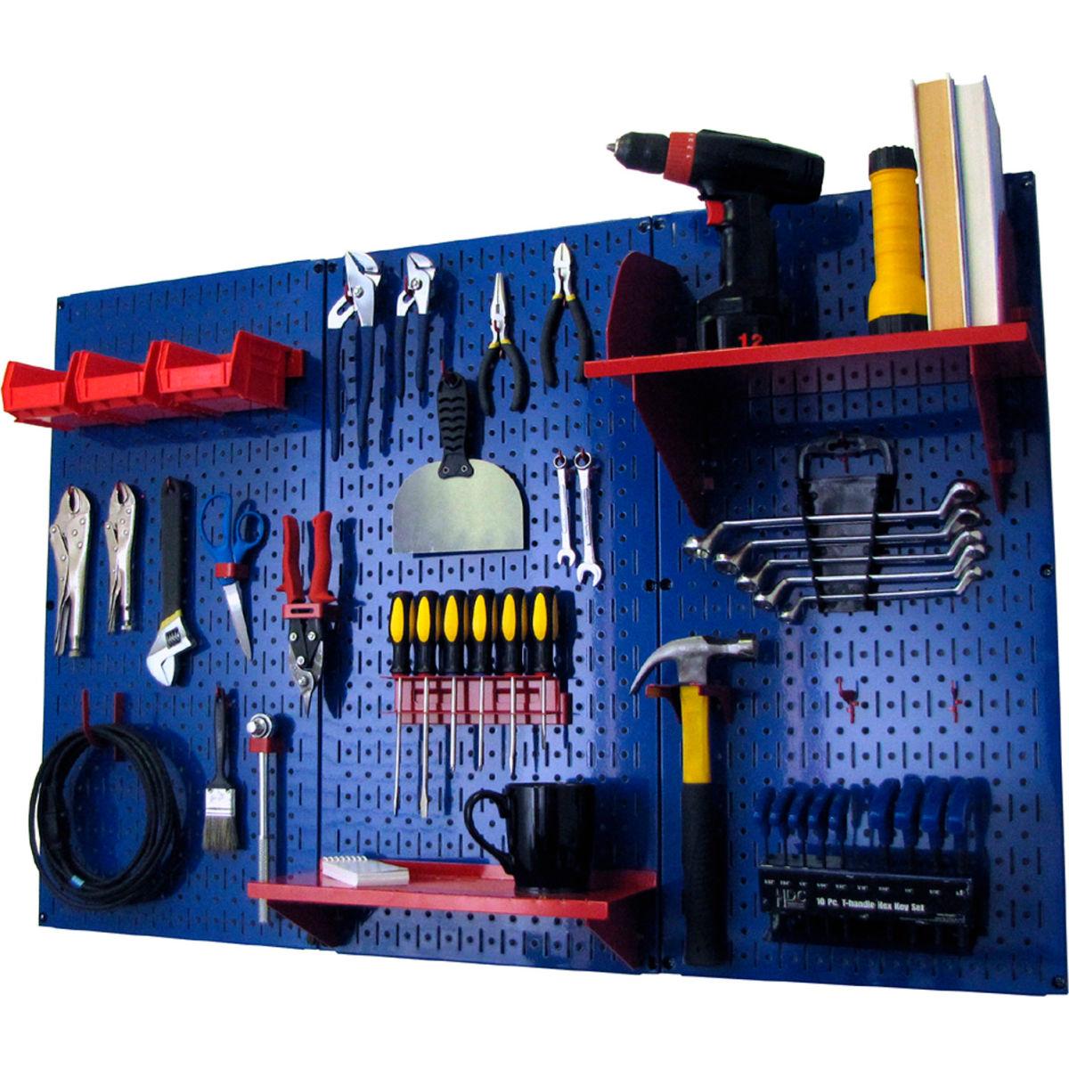 Pegboard Standard Tool Storage Kit, Blue & Red - 48 x 32 x 9 in.