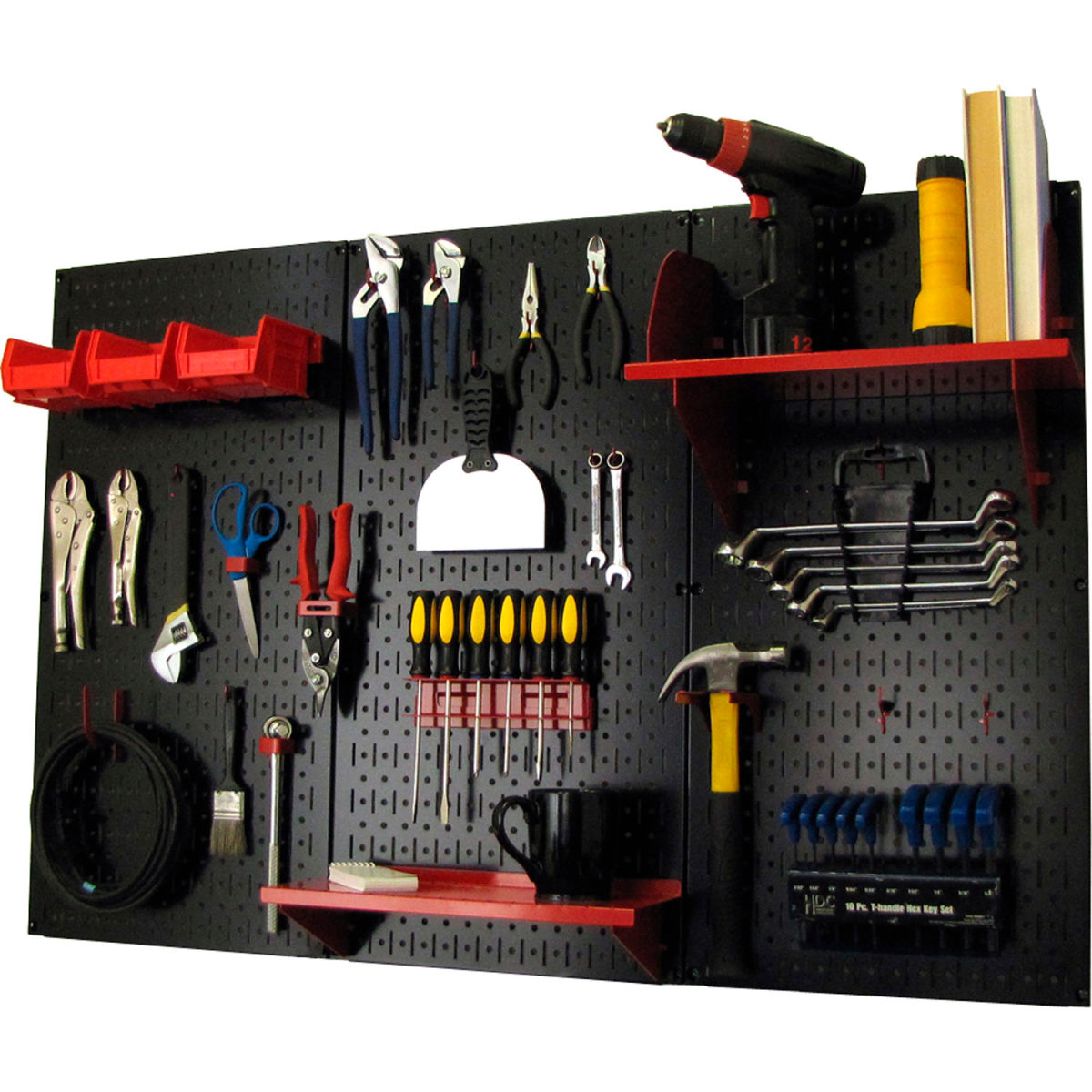 Pegboard Standard Tool Storage Kit, Black & Red - 48 x 32 x 9 in.