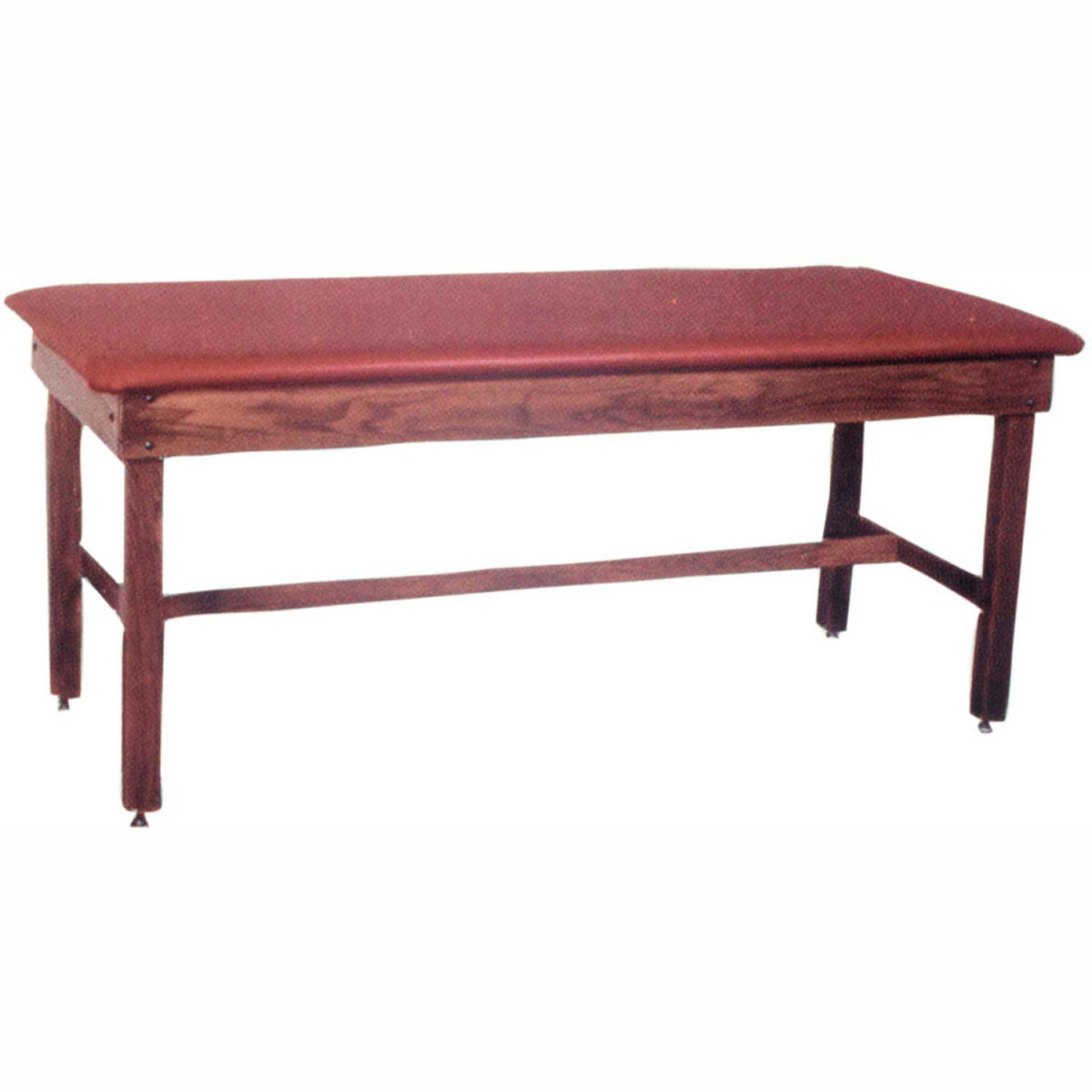 Wooden Treatment Table with H-Brace, Blue Upholstery & Natural Frame - 72 x 30 x 30 in.