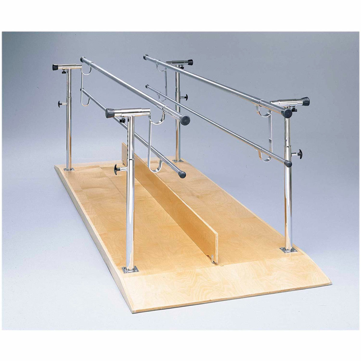 Picture of Fabrication Enterprises B2140437 10 ft. Wood Platform Mounted Parallel Bars&#44; Height & Width Adjustable