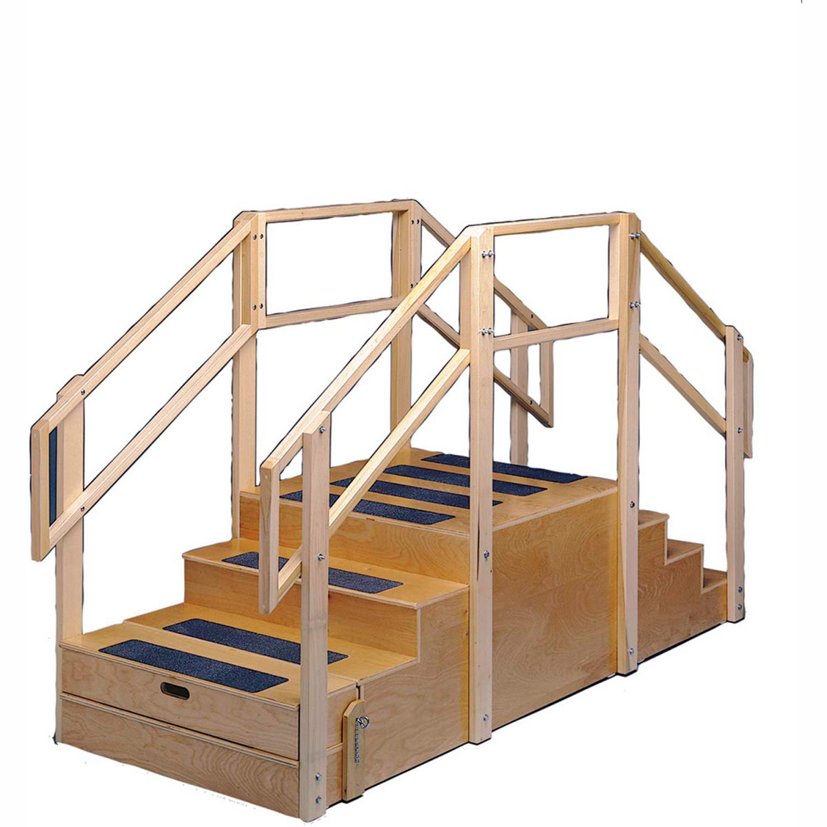 Picture of Fabrication Enterprises B2140469 Two-Sided Compact Training Stairs with Platform - 96 x 36 x 60 in.