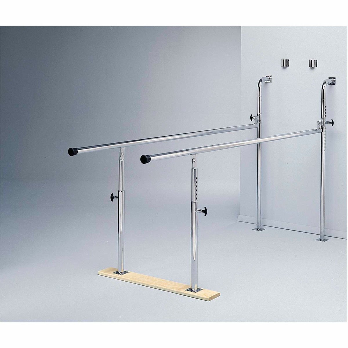 Picture of Fabrication Enterprises B2140480 7 ft. Wall Mounted Wood Base Folding Parallel Bars&#44; Height Adjustable