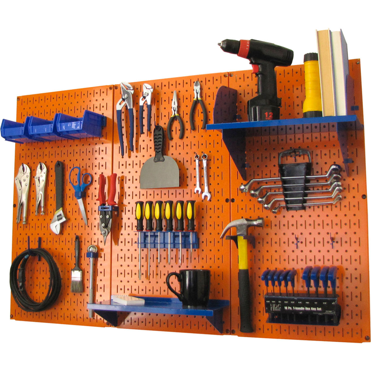Pegboard Standard Tool Storage Kit, Orange & Blue - 48 x 32 x 9 in.