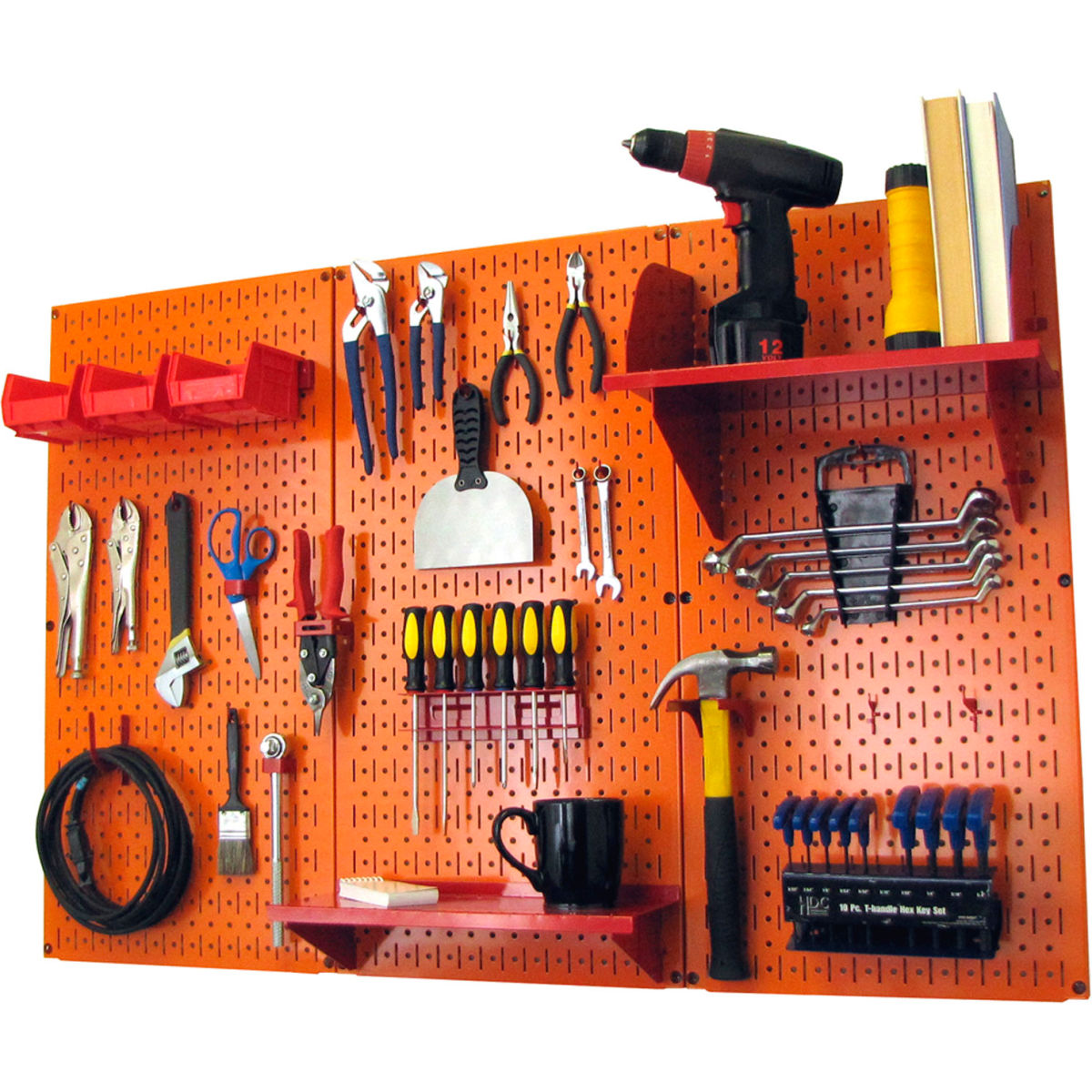 Pegboard Standard Tool Storage Kit, Orange & Red - 48 x 32 x 9 in.